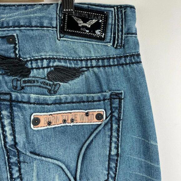 Robins Jean Straight Born To Be Wild Loose Straight Made In USA 38x33 - Picture 3 of 9